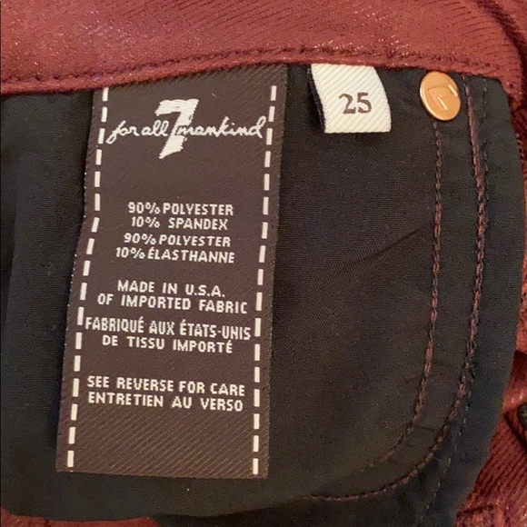 7 for all mankind stretchy burgundy jeans - Picture 2 of 4